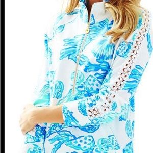 Lilly Pulitzer Skipper Pop Over Lace detail on sleeves